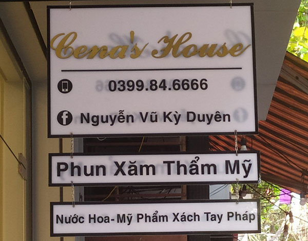 Làm biển quảng cáo phun xăm thẩm mỹ Hải Phòng