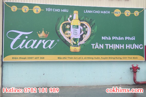 Làm biển quảng cáo thương hiệu Tiara tại Đông Hưng Thái Bình